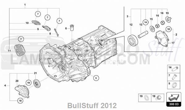 2017 Lamborghini AVENTADOR S ENGLAND OUTER COMPONENTS FOR GEARBOX (300.03.00)